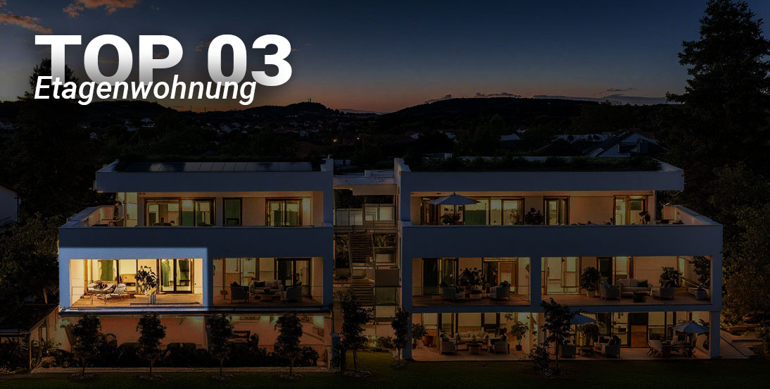 Außenansicht des Neubauprojekt Laubgasse 73 in Graz mit der Etagenwohnung TOP 03 im Fokus